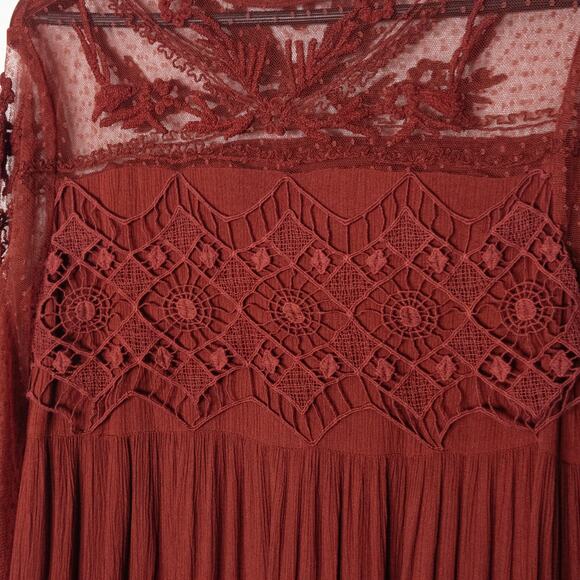 Sundance Lace Dress Rust Size 16 Dark Romantic Gothic Boho - Picture 4 of 10